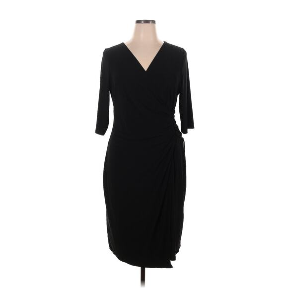 Kiyonna Black Dress Faux Wrap LBD 1X Vixen Style Laced on Side Slimming Packable - Picture 4 of 7
